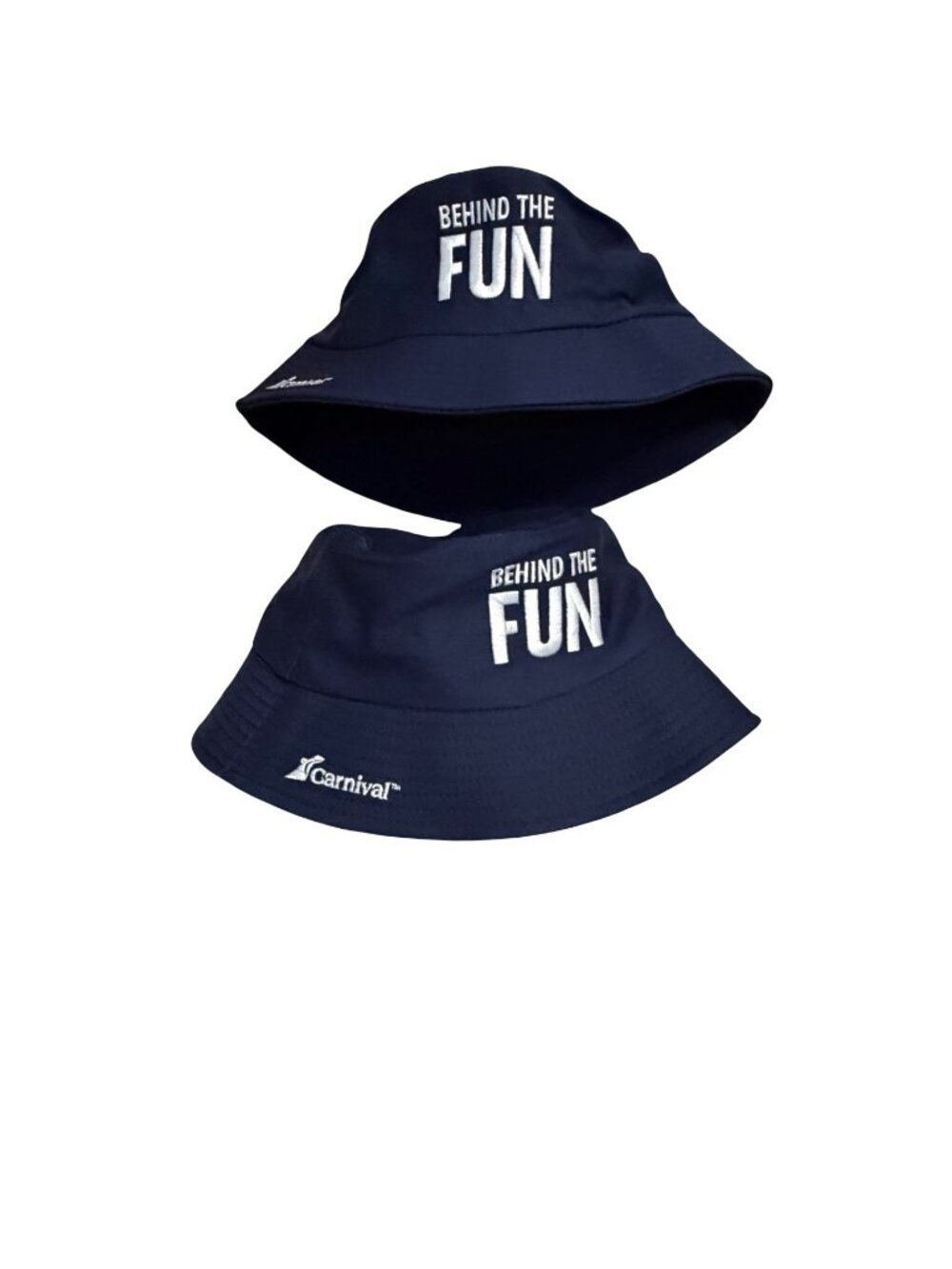 Carnival Cruise Behind the Fun Bucket Hats Set of 2 Navy Blue Embroidered 24 Inc